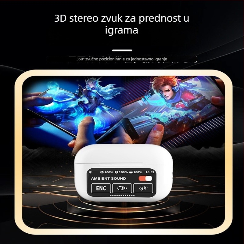 A9pro Bluetooth slušalice, pet generacije s ANC-om za smanjenje buke, duga baterija, višenamjenske s koloriranim zaslonom na dodir