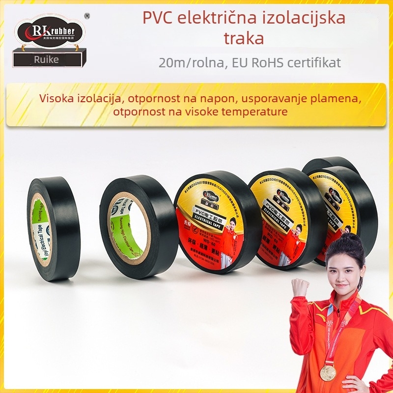 PVC izolacijska traka za električne instalacije, širina 17 mm, duljina 20 m, ljepilo na bazi gume, jednostruka