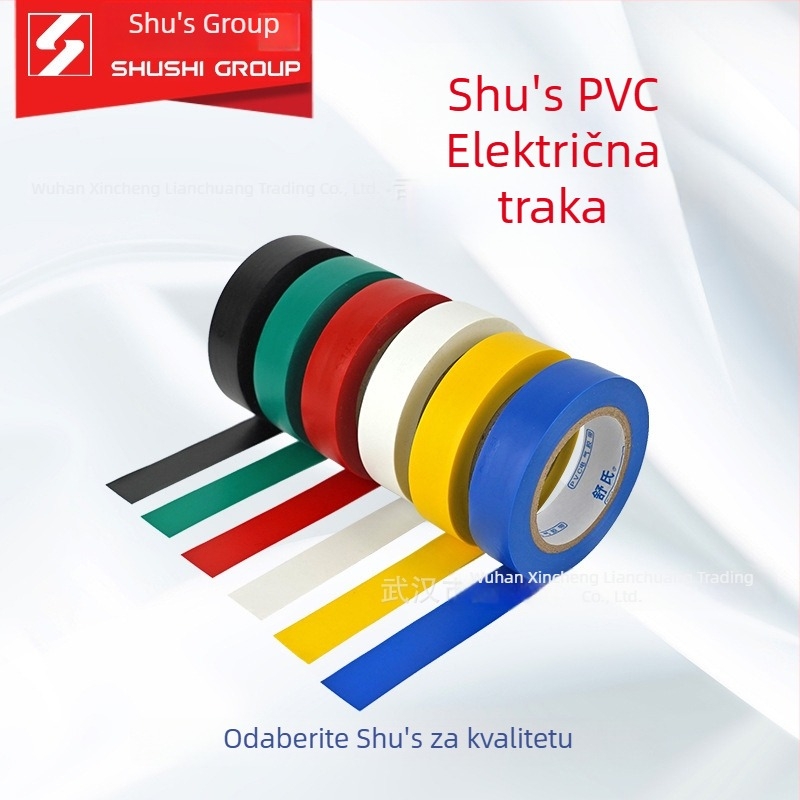 PVC električna izolacijska traka, vodootporna i otporna na plamen, crno-bijela, široka rola, duljina 20 m