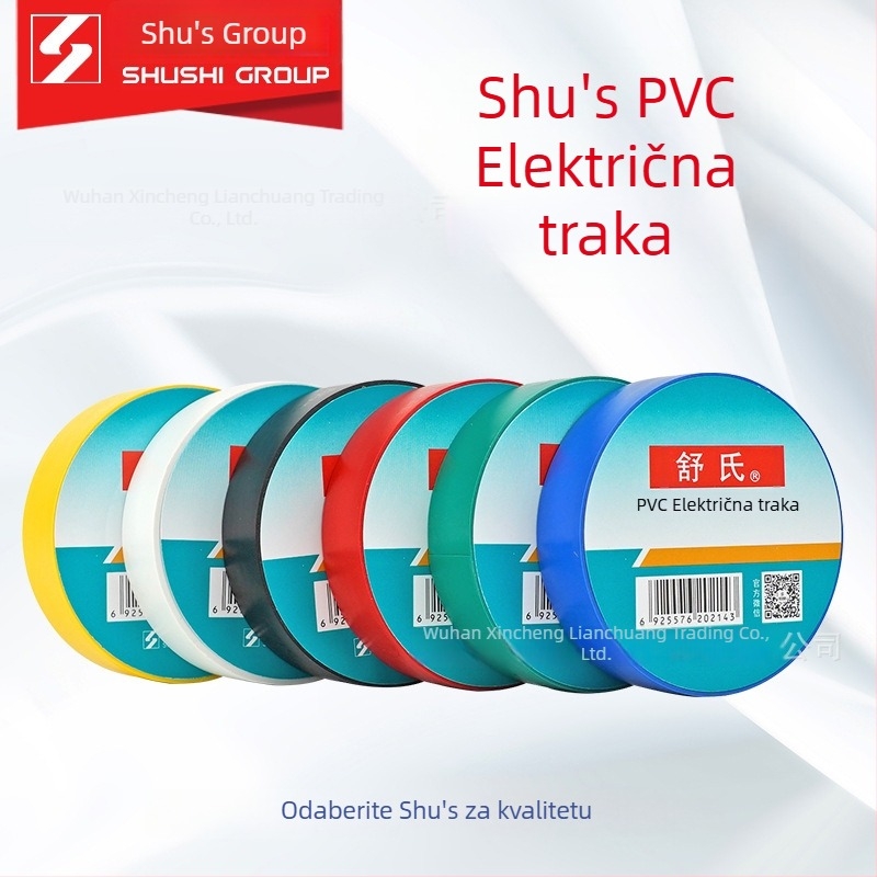 PVC električna izolacijska traka, vodootporna i otporna na plamen, crno-bijela, široka rola, duljina 20 m