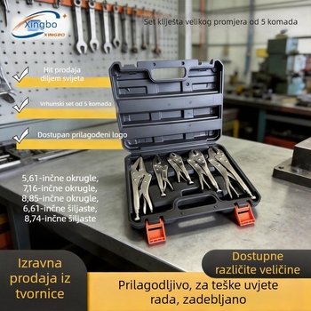 Xingbo 45# čelik, 5-dijelni set univerzalnih teških kliješta, industrijske klase, kliješta s kružnim i šiljastim nosom, set različitih veličina