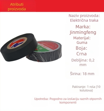 Crna PVC električna traka, samoljepljiva izolacijska traka, vatrootporna
