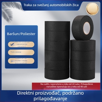 Crna traka za izolaciju automobilske kabelske instalacije s flanelom, otpornost na temperaturu, otpornost na požar, otpornost na habanje, ublažavanje udara, niski šum