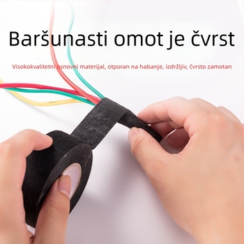Crna traka za izolaciju automobilske kabelske instalacije s flanelom, otpornost na temperaturu, otpornost na požar, otpornost na habanje, ublažavanje udara, niski šum