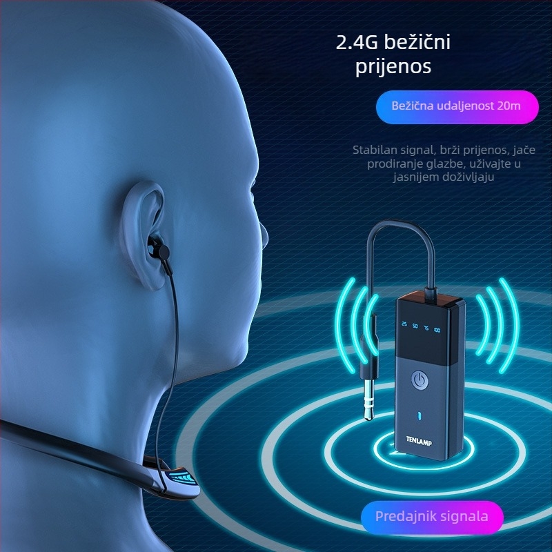 Ten Lights N16 bežične slušalice za monitoriranje s ugrađenom zvučnom kartom, redukcija šuma, za vanjsku upotrebu, in-ear slušalice na vrat, dvostruki stereo