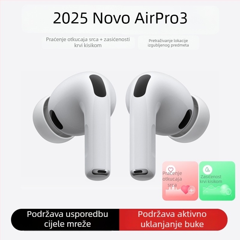 AirPro3 Bluetooth slušalice s redukcijom šuma, in-ear bežične, kompatibilne s Apple i Android, 2025 vrhunski zvuk