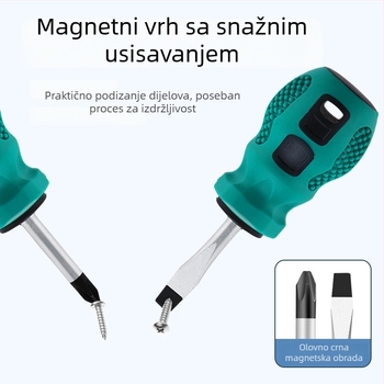 Set mini odvijača s kratkom ručkom, križnom i ravnim vrhom, PH2, 6x38 mm