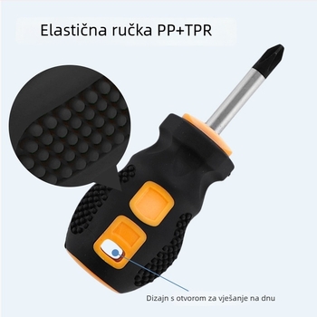 Set mini odvijača s kratkom ručkom, križnom i ravnim vrhom, PH2, 6x38 mm