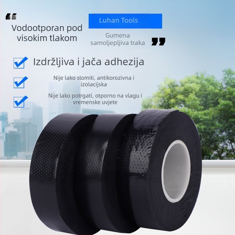 J20 visokonaponska izolacijska samoljepljiva gumena traka, crna, 22 mm × 5 m × 0,9 mm
