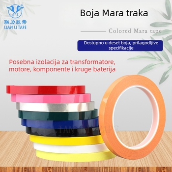 Lianli visokotemperaturna izolacijska traka s bojom kodiranja, PET, 9 mm x 66 m, Mara Gum serija, za motore i transformatora