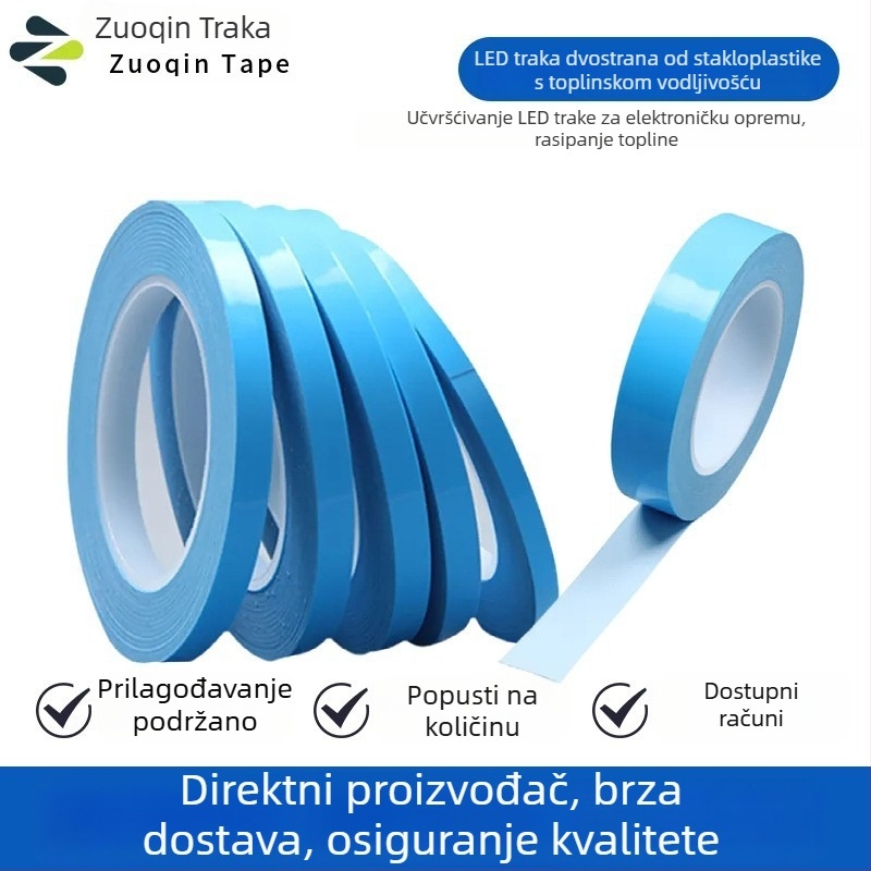 Staklena vlakna toplinsko vodljiva dvostrana ljepljiva traka za LED ploče – odvod topline, izolacija, izrezivanje kalupom