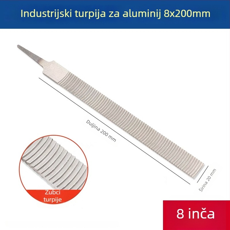 Pilnik za aluminijske ploče, ručni, plosnati veliki pilnik s polumjesečnim oblikom za oblikovanje čelika visokog ugljika i aluminijske legure