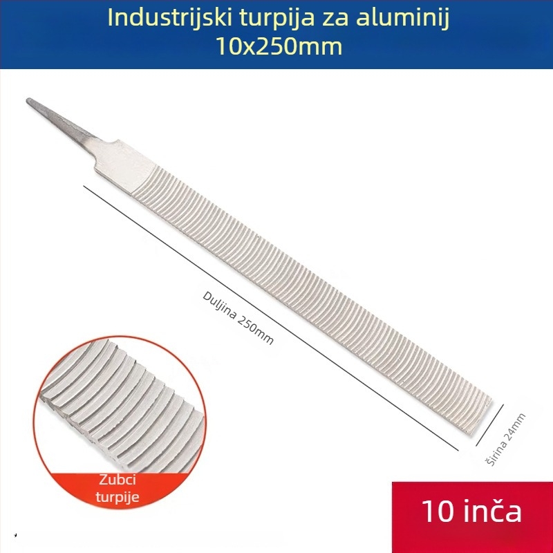 Pilnik za aluminijske ploče, ručni, plosnati veliki pilnik s polumjesečnim oblikom za oblikovanje čelika visokog ugljika i aluminijske legure