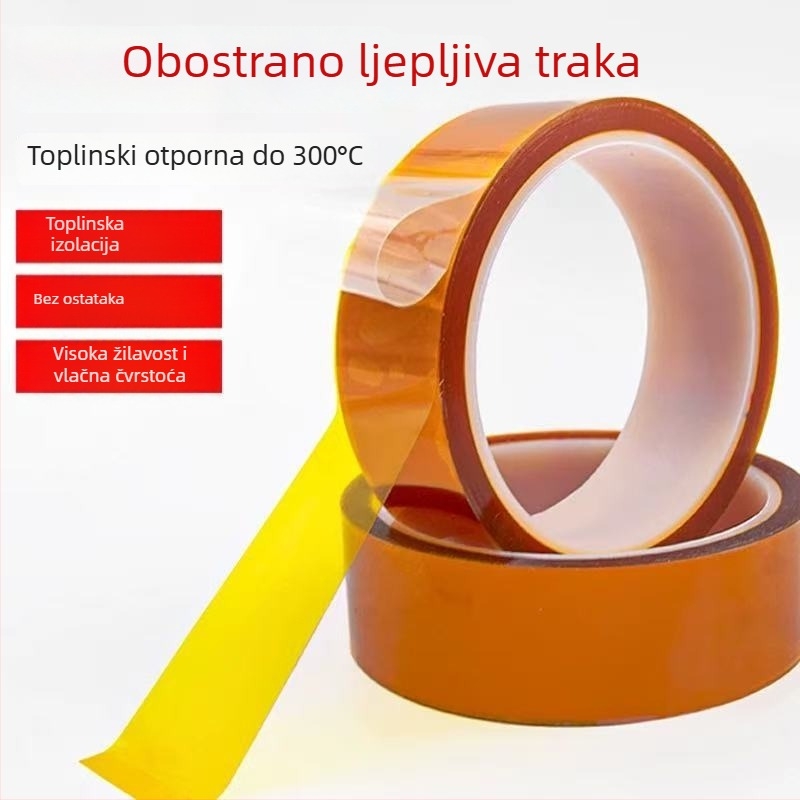 Dvostrana izolacijska traka od poliimida sa silikonskim ljepilom, otporna na visoke temperature, duljina 33 m, debljina 0,1 mm