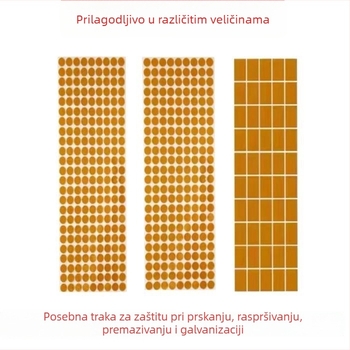 Poliimidna visokotemperaturna maskirajuća traka za prijenos topline, antistatična, dvostrana, smeđo-zlatni kontakti, PET podloga, akrilno ljepilo, 150–180°C