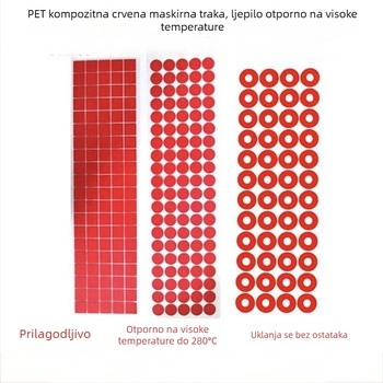 Poliimidna visokotemperaturna maskirajuća traka za prijenos topline, antistatična, dvostrana, smeđo-zlatni kontakti, PET podloga, akrilno ljepilo, 150–180°C