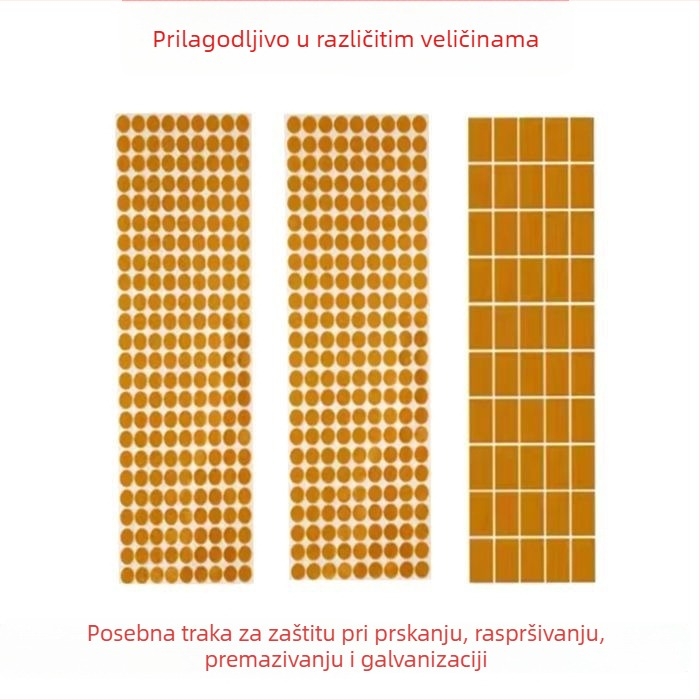 Poliimidna visokotemperaturna maskirajuća traka za prijenos topline, antistatična, dvostrana, smeđo-zlatni kontakti, PET podloga, akrilno ljepilo, 150–180°C