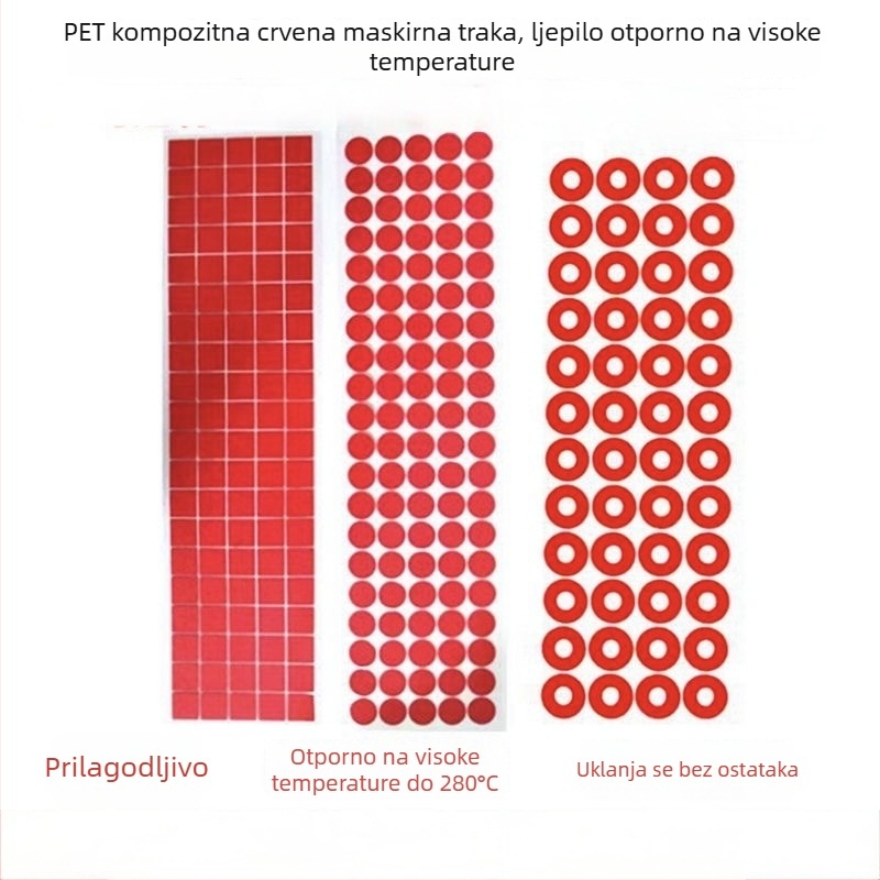 Poliimidna visokotemperaturna maskirajuća traka za prijenos topline, antistatična, dvostrana, smeđo-zlatni kontakti, PET podloga, akrilno ljepilo, 150–180°C