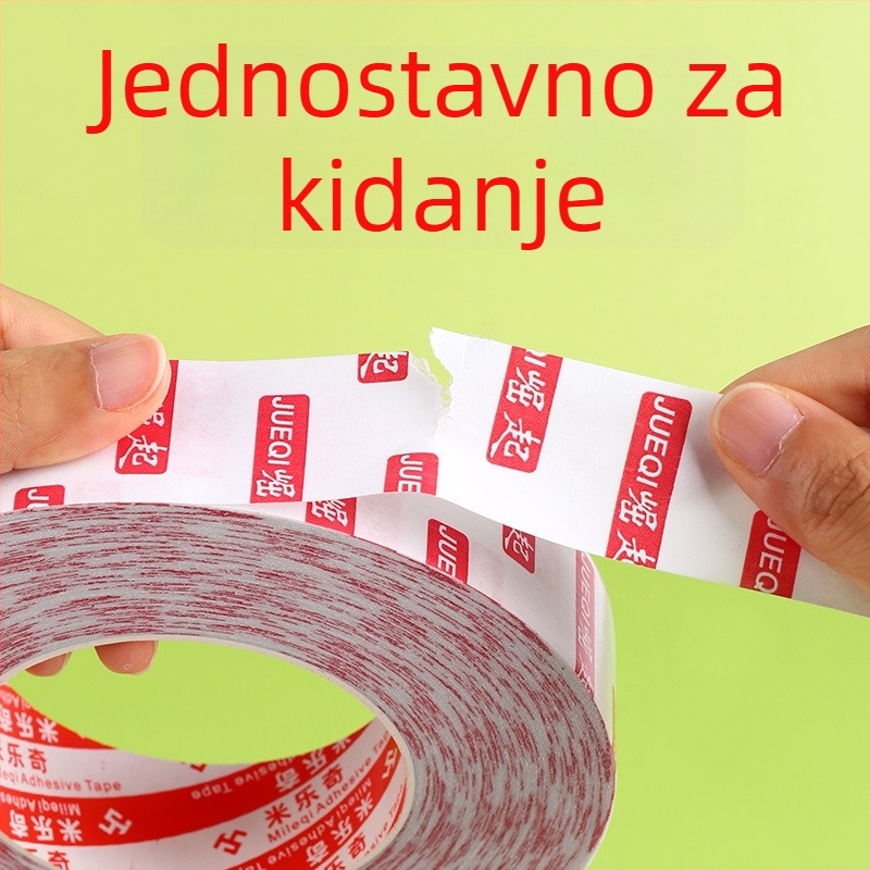 Rise dvostrana ljepljiva traka, ultra tanka i prozirna, snažno učvršćivanje, bez tragova, lako se odvaja, bez ostataka, otporna na visoke temperature, ljepilo visoke viskoznosti.
