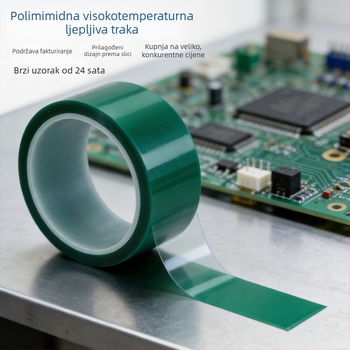 Zelena PET visokotemperaturna traka za PCB i metalne/plastične komponente – izolacija i zaštita tijekom bojenja