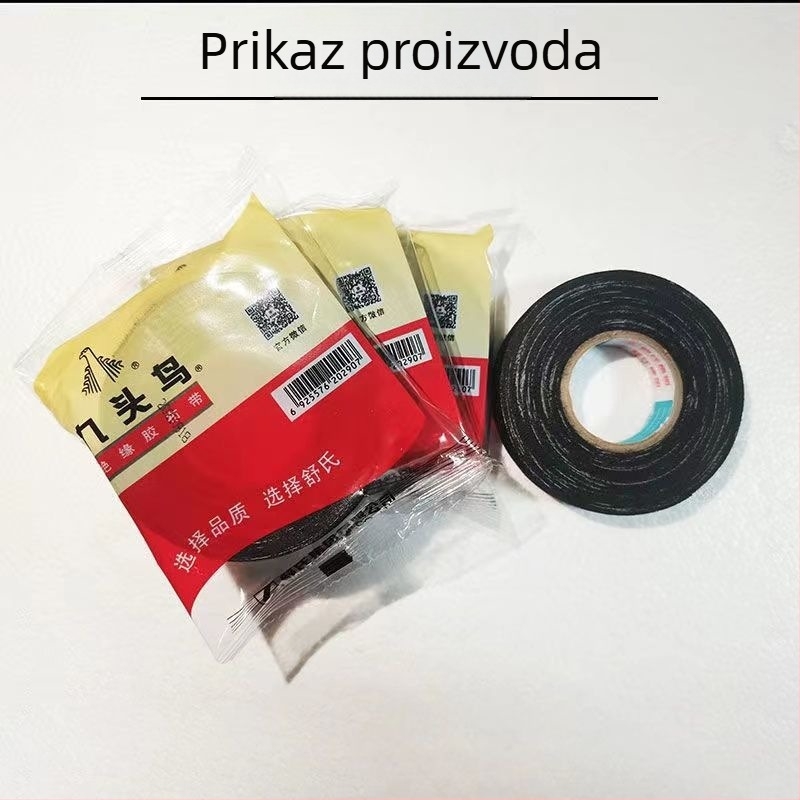Nine-Headed Bird Vintage crna platnena ljepljiva traka za električne kabelske snopove, 10 rola, otporna na habanje, otporna na visoke temperature i vodootporna