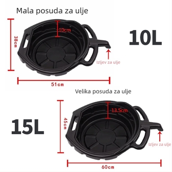 Debeli plastični spremnik za ulje 10L/15L za auto servis, posuda za ispuštanje ulja i tava za čišćenje dijelova