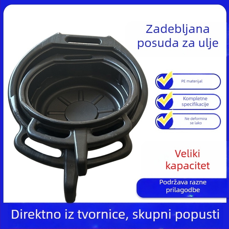 Debeli plastični spremnik za ulje 10L/15L za auto servis, posuda za ispuštanje ulja i tava za čišćenje dijelova
