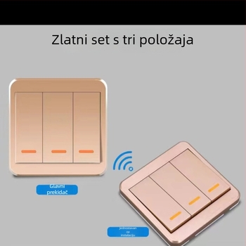 86 tipa rocker bežični prekidač sa samogeneracijom, vodootporan, bez baterija, dvostruki prekidač, samoljepivi panel