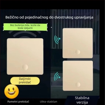86 tipa rocker bežični prekidač sa samogeneracijom, vodootporan, bez baterija, dvostruki prekidač, samoljepivi panel