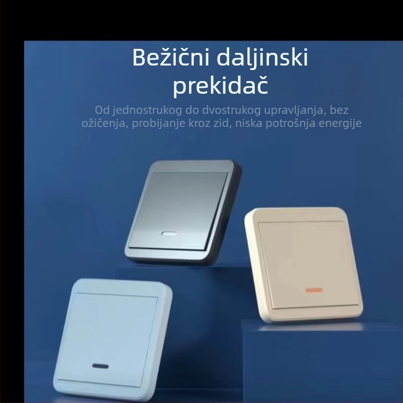 86 tipa rocker bežični prekidač sa samogeneracijom, vodootporan, bez baterija, dvostruki prekidač, samoljepivi panel