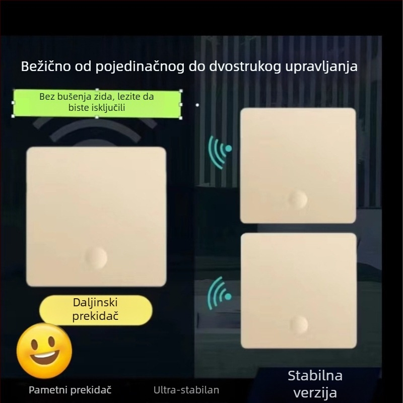 86 tipa rocker bežični prekidač sa samogeneracijom, vodootporan, bez baterija, dvostruki prekidač, samoljepivi panel