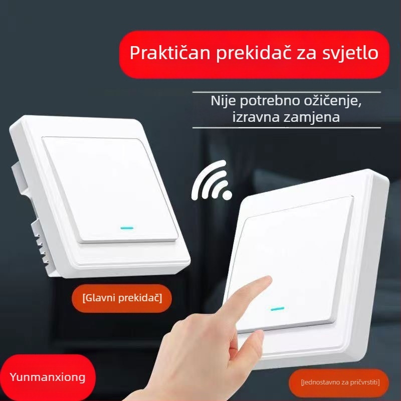86 tipa rocker bežični prekidač sa samogeneracijom, vodootporan, bez baterija, dvostruki prekidač, samoljepivi panel