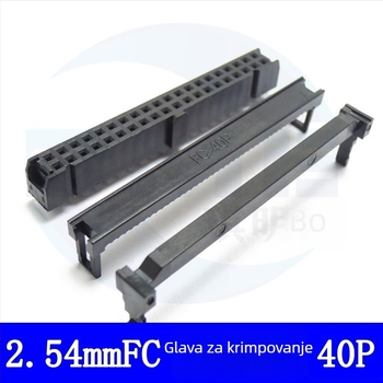 2,54 mm siva traka kabel IDC muški header, crni konektor, 10P/40P/16-pins