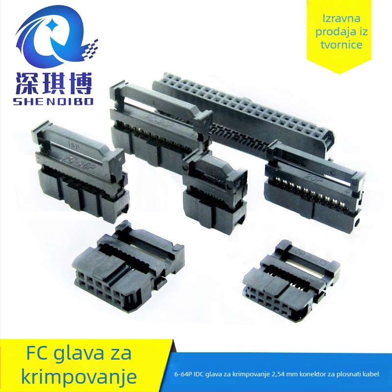 2,54 mm siva traka kabel IDC muški header, crni konektor, 10P/40P/16-pins