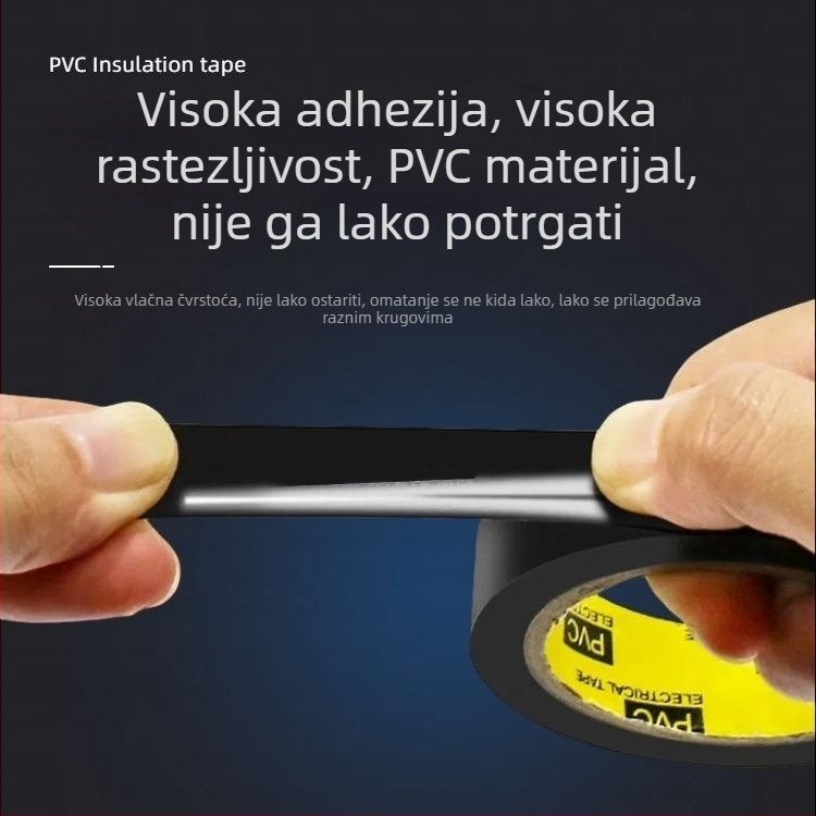 PVC električna izolacijska traka, crna, široka rola, visoka adhezija, vodootporna i otporna na koroziju, za električne kablove i cijevi