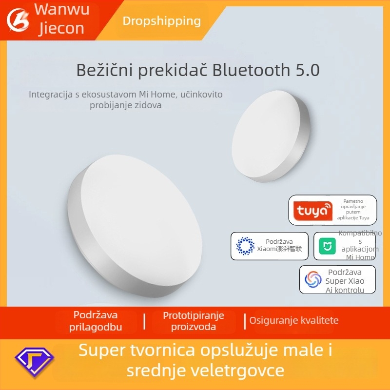 Bluetooth pametan bežični panel scene s gumbom i svjetlom, bez žica