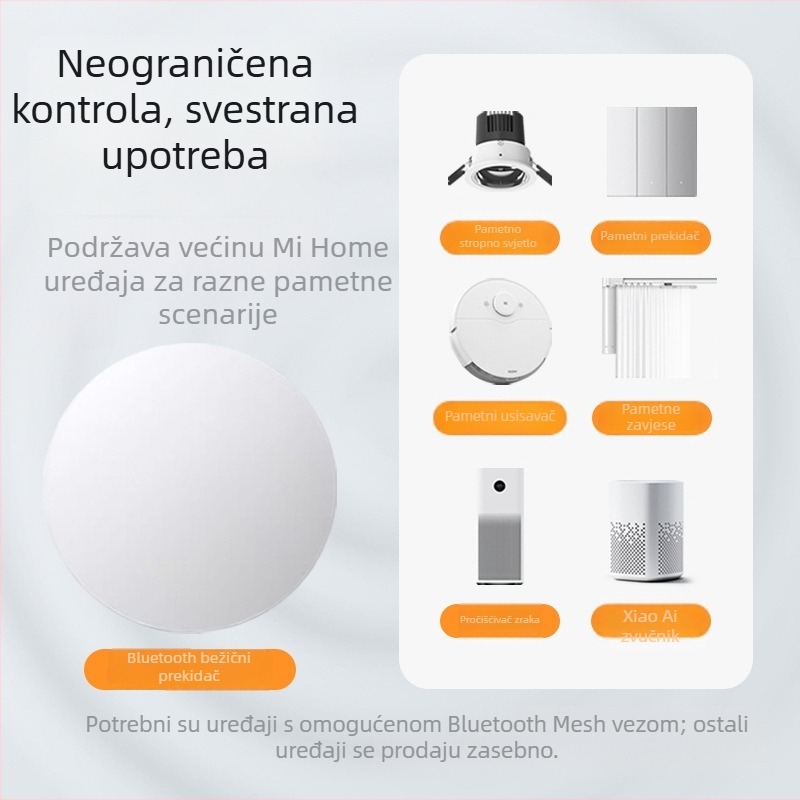 Bluetooth pametan bežični panel scene s gumbom i svjetlom, bez žica