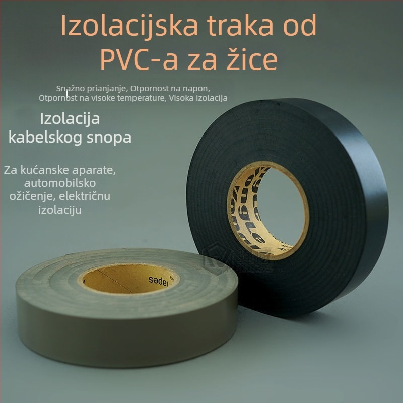 Crna PVC električna izolacijska traka, vodootporna, otporna na visoke temperature, s jakim prianjanjem