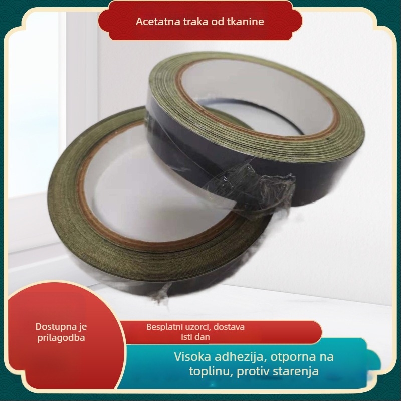 Crna acetatna platnena traka za fiksiranje i izolaciju LCD kabel, vatrootporna, debljina 0,12–0,20 mm, duljina 30 m