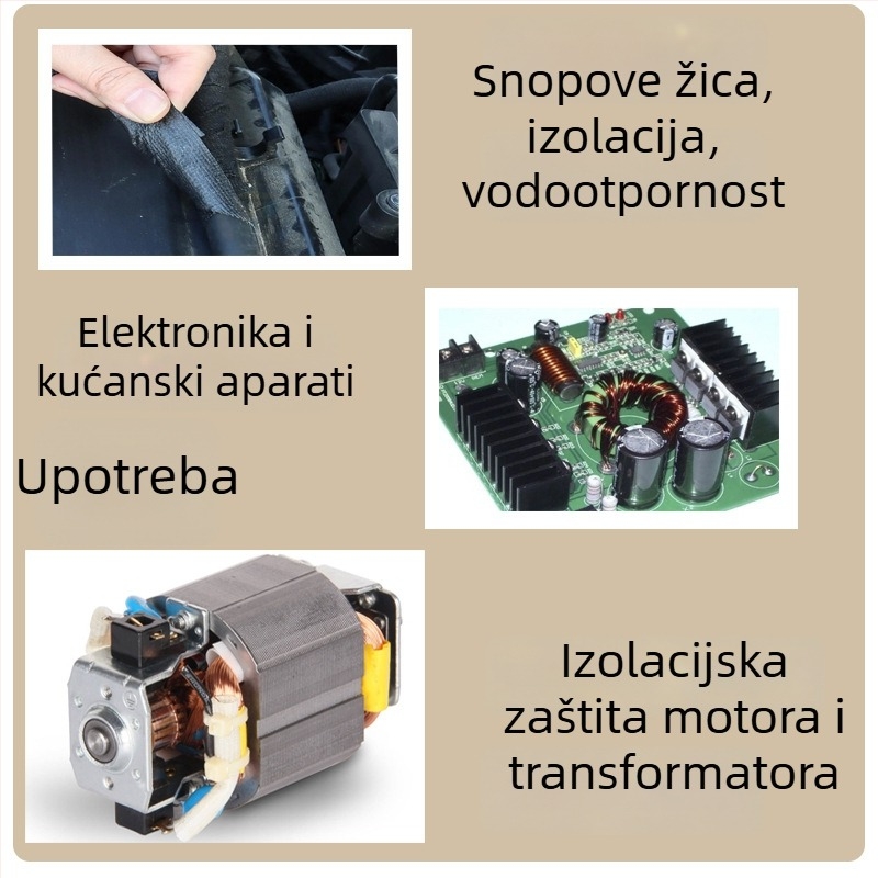 Crna acetatna platnena traka za fiksiranje i izolaciju LCD kabel, vatrootporna, debljina 0,12–0,20 mm, duljina 30 m