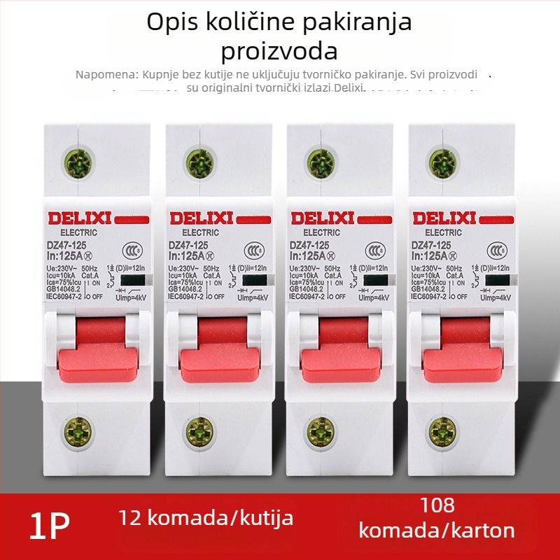 Delixi DZ47-125 serija kućni automatski prekidač 1P 80A 125A 220V
