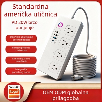 WiFi pametni produžni kabel s neovisnim upravljanjem utičnicama, američki standard, grafiti dizajn