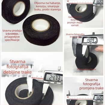 Električna traka od baršunaste tkanine za kabelske snopove, jednostrana, s gumastim ljepilom