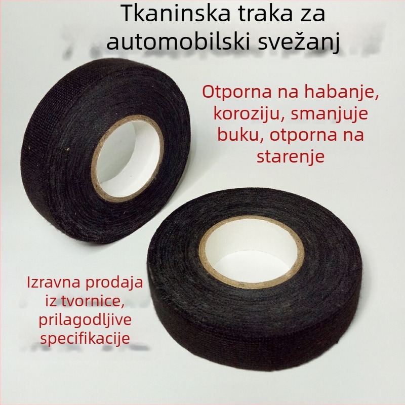 Električna traka od baršunaste tkanine za kabelske snopove, jednostrana, s gumastim ljepilom