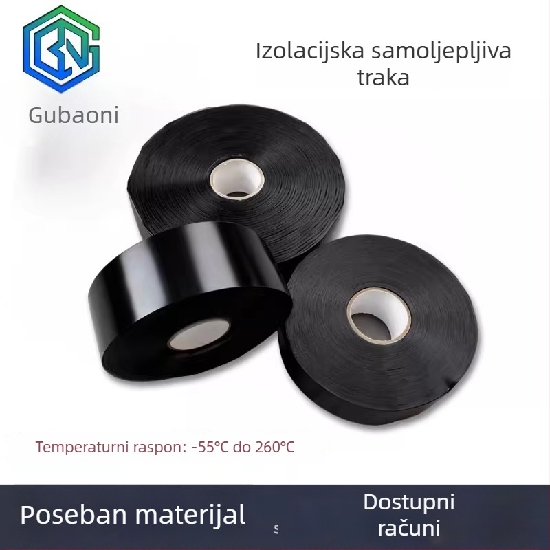 Silikonska izolacijska traka s ljepilom, otporna na temperaturu do 260°C, za zrakoplovstvo, otpornost na niske temperature, 32 kV visoko napona, vodootporna