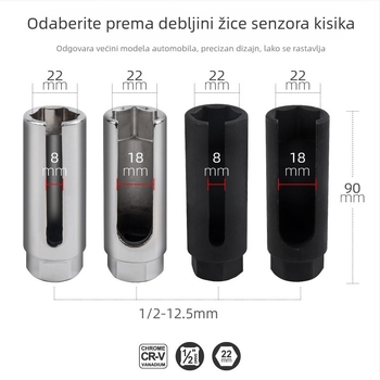 Alat za demontažu oksigenskog senzora i ubrizgivača, promjera 22 mm, za automobile, otvoreni soket