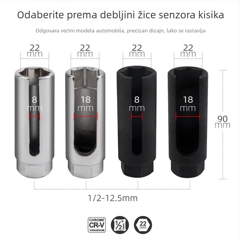 Alat za demontažu oksigenskog senzora i ubrizgivača, promjera 22 mm, za automobile, otvoreni soket
