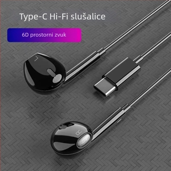 Žične Type-C slušalice s plosnatim konektorom i logom, kompatibilne s Xiaomi, Vivo, Honor, Huawei, Oppo, Letv