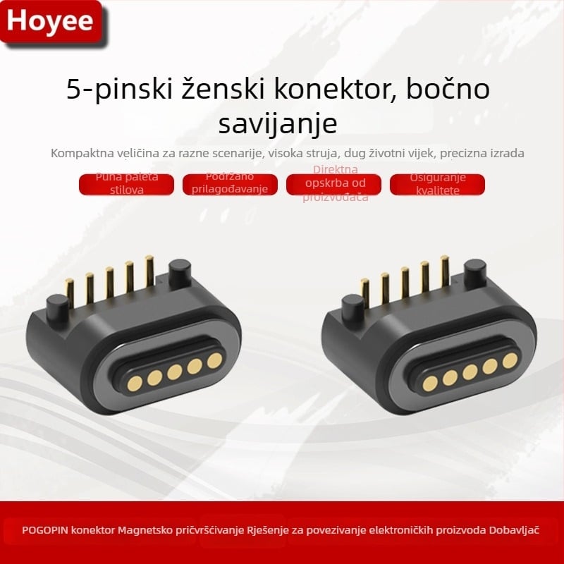 5-pinski ženski magnetski DC priključak, pravokutan