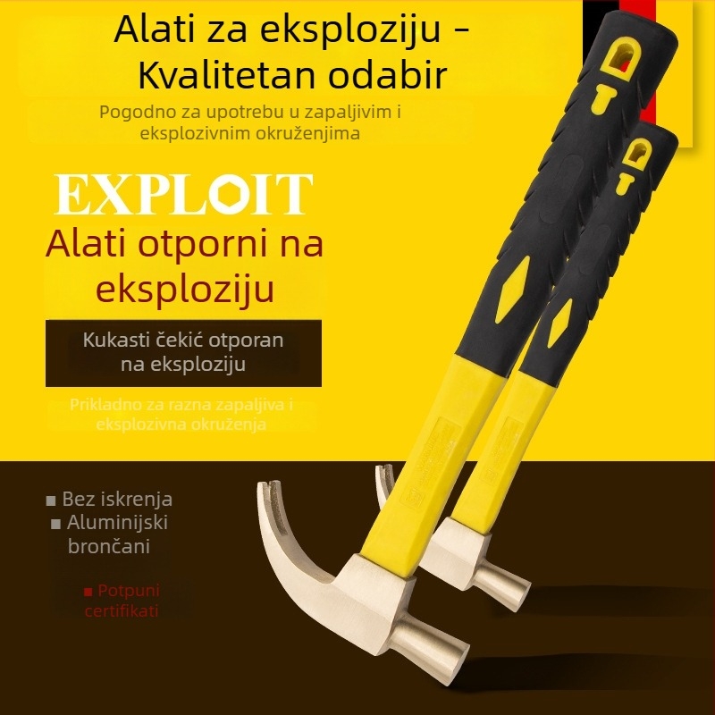 Eksplozijski otporan čekić s kandžom, bez iskri, od aluminijsko-bronzane legure, čekić za vađenje noktiju, čisti bakreni čekić